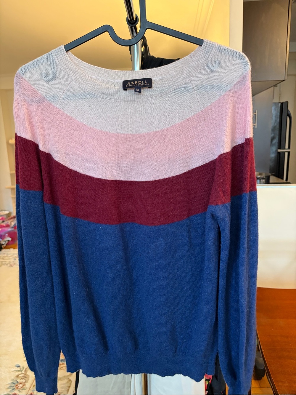 Caroll Pink, Burgundy & Blue Cashmere Sweater